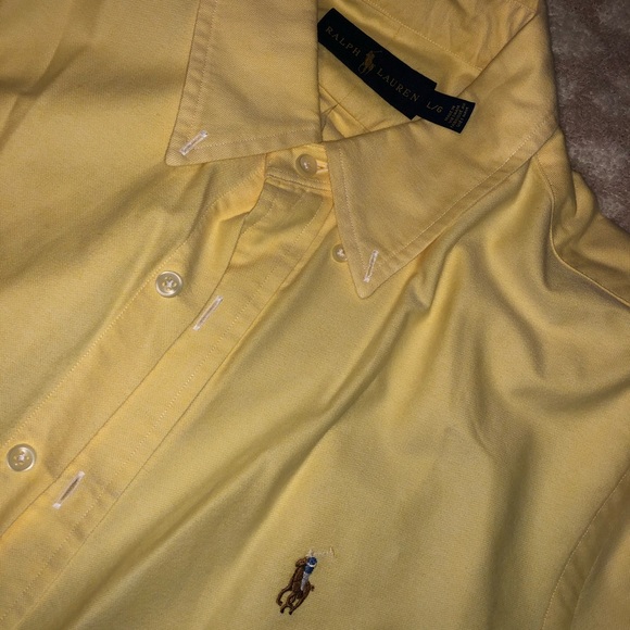 Pale yellow ralph lauren polo button down - Picture 2 of 3